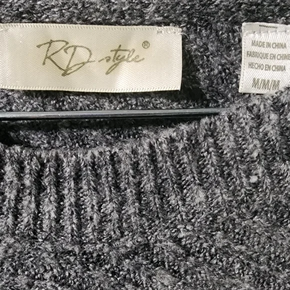 RD Style Charcoal Ribbed Knit Sweater - Picture 3 of 3